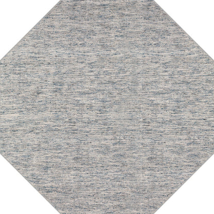 6' Blue and Ivory Octagon Wool Hand Loomed Area Rug