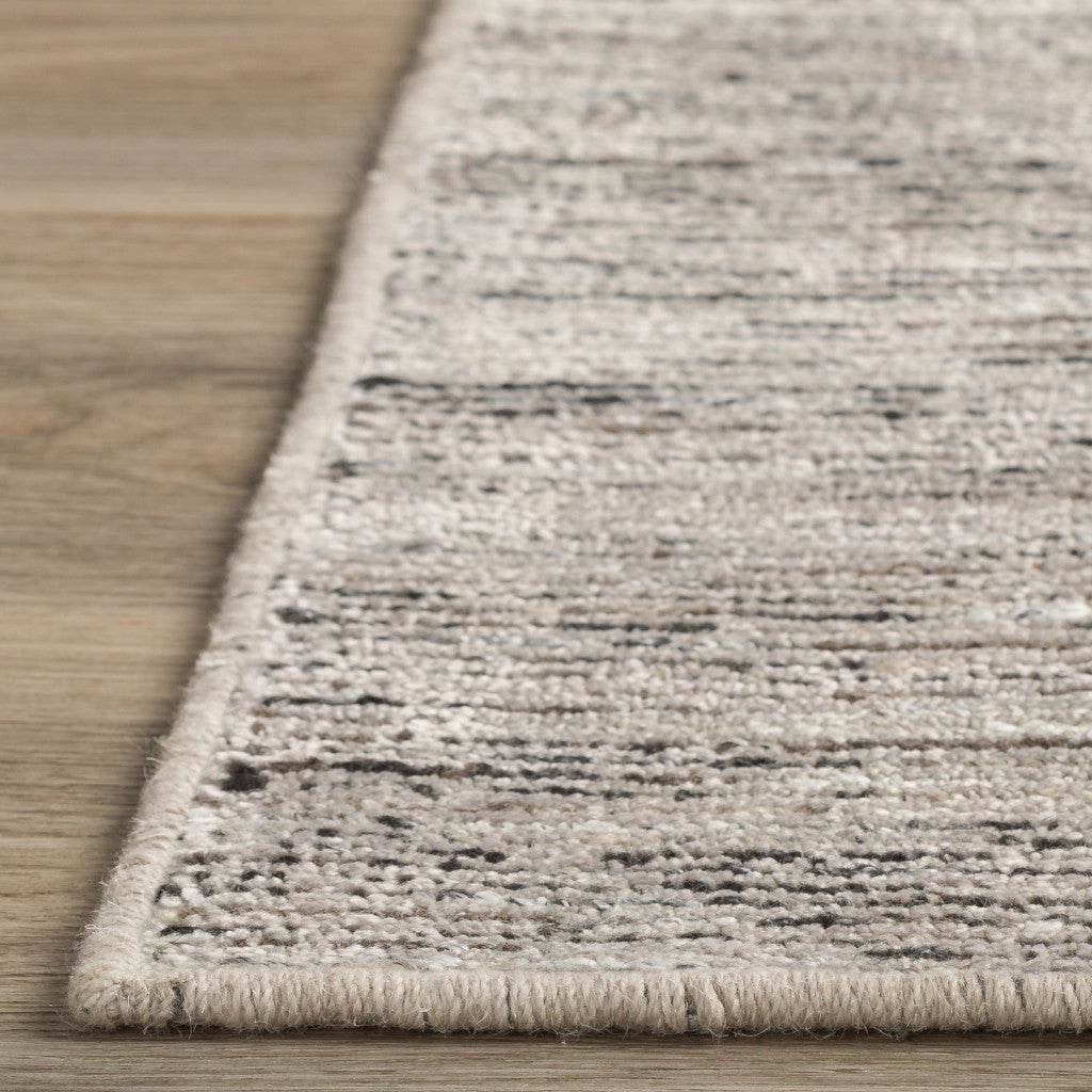 10' Beige and Black Octagon Wool Hand Loomed Area Rug