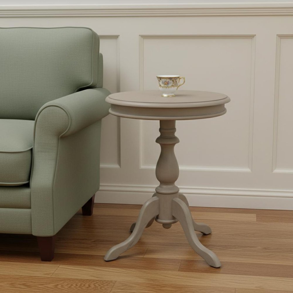 25" Taupe Gray Manufactured Wood Round End Table