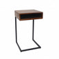 24" Gold And Natural Solid Wood Square End Table