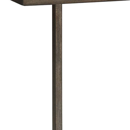 25" Oak and Black Distressed Solid Wood and Steel Frame End Table