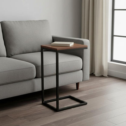 25" Black And Chestnut Solid Wood Rectangular End Table