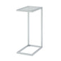 26" Clear And White Glass And Steel Sled End Table