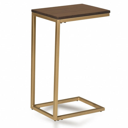 25" Dark Brown Solid Wood And Steel Frame End Table