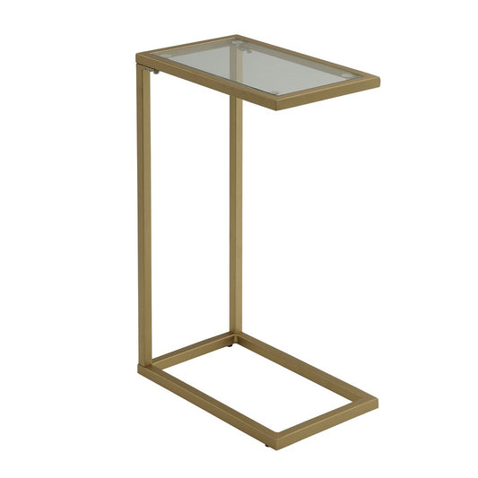 26" Clear and Gold Glass and Steel Frame End Table