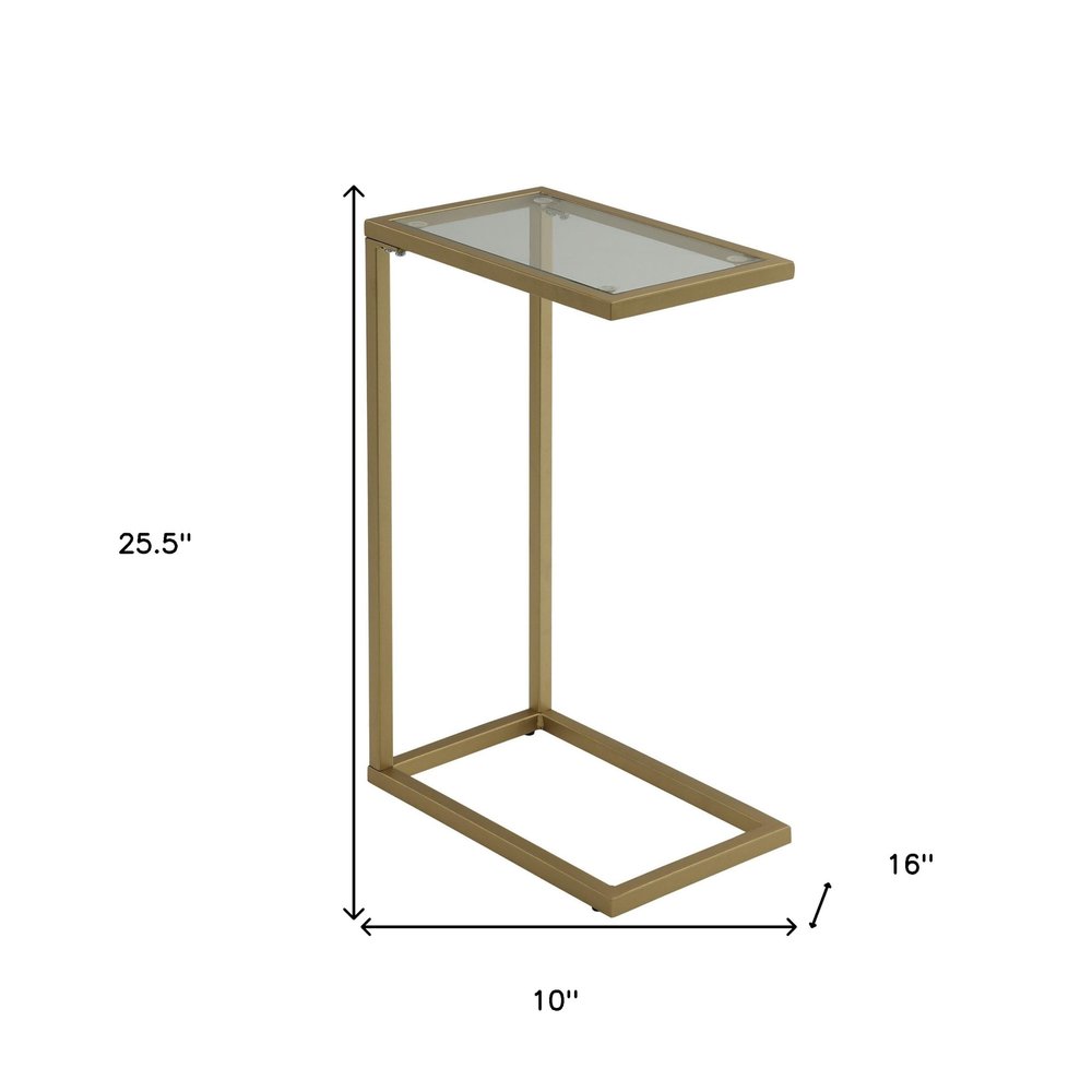 26" Clear and Gold Glass and Steel Frame End Table