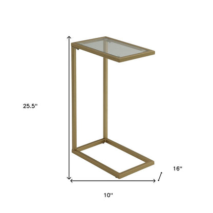 26" Clear and Gold Glass and Steel Frame End Table