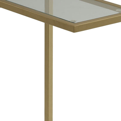 26" Clear and Gold Glass and Steel Frame End Table