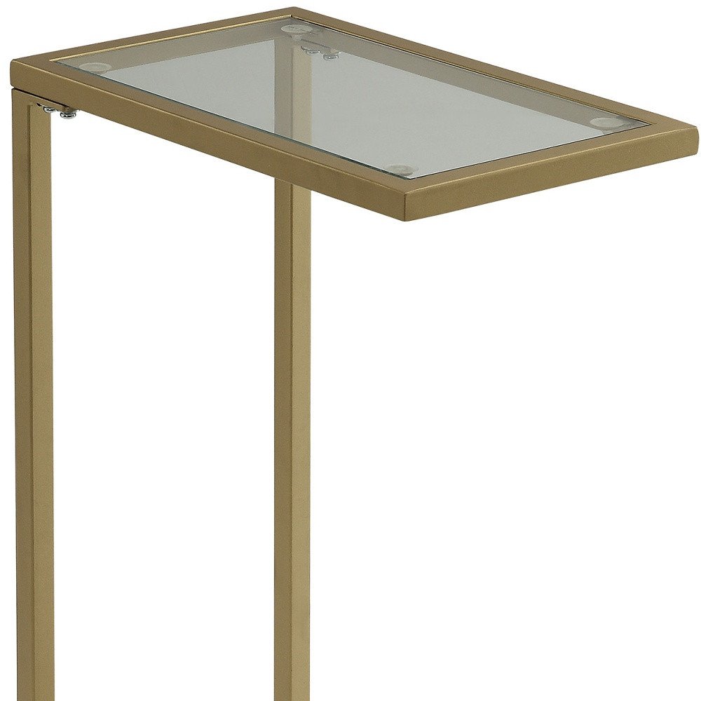 26" Clear and Gold Glass and Steel Frame End Table