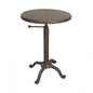 Gunmetal and Brown Iron Height Adjustable Round Pedestal End Table