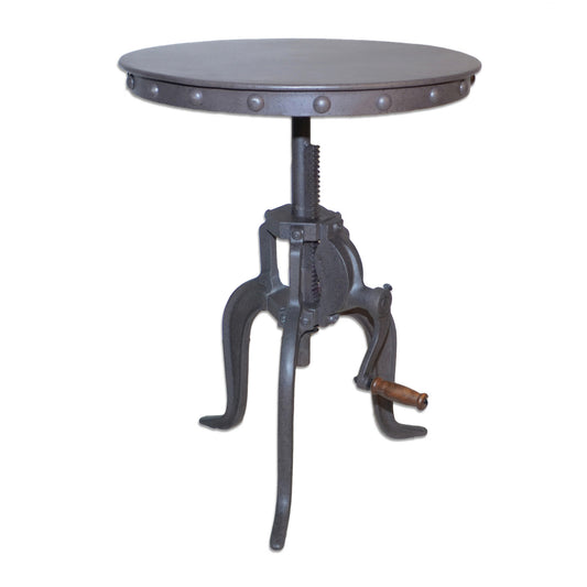 19" Gray Iron Height Adjustable Round End Table