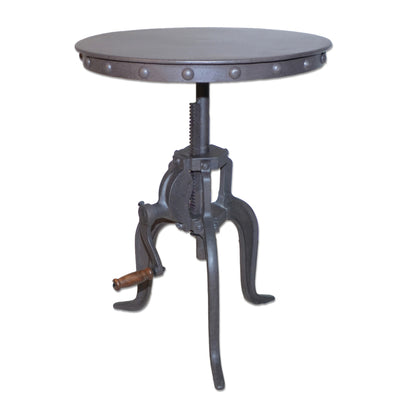 19" Gray Iron Height Adjustable Round End Table