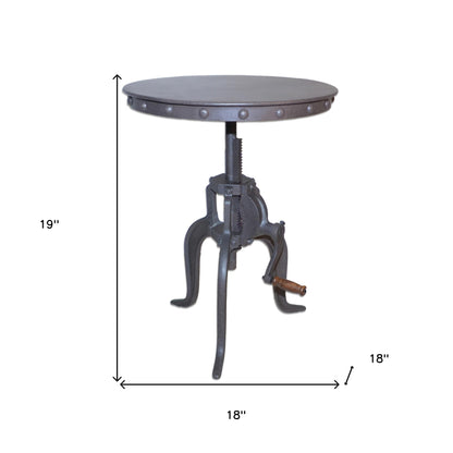 19" Gray Iron Height Adjustable Round End Table