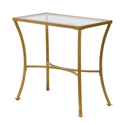 24" Gold Distressed Iron Round Pedestal End Table
