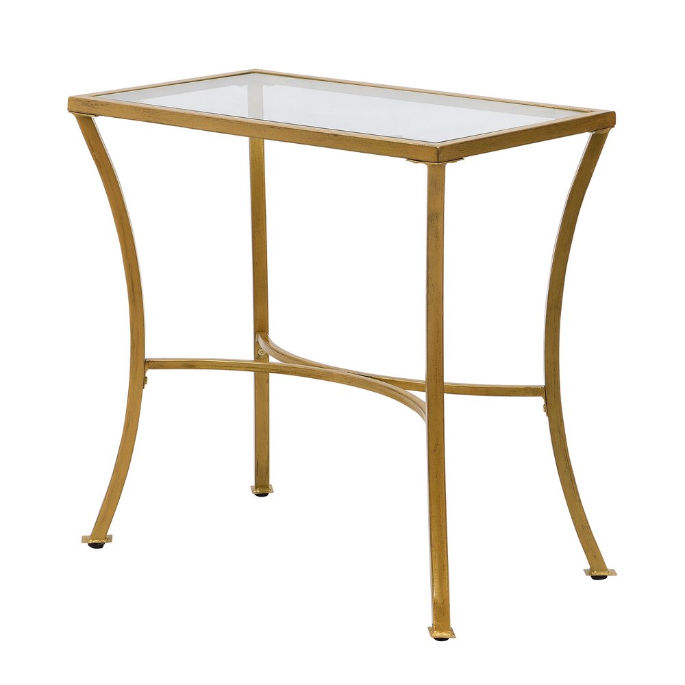 24" Gold Distressed Iron Round Pedestal End Table