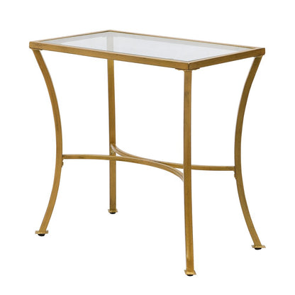 24" Gold Distressed Iron Round Pedestal End Table