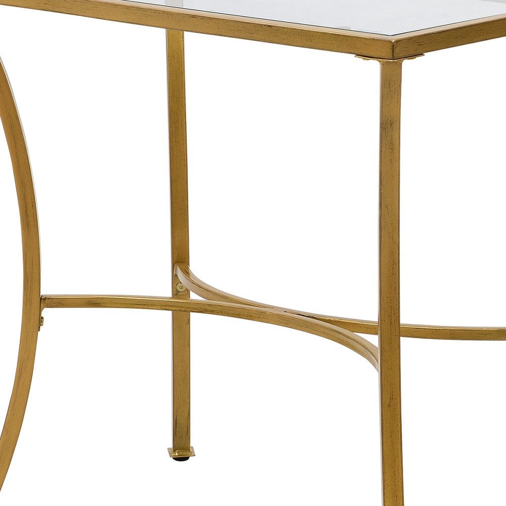 24" Gold Distressed Iron Round Pedestal End Table