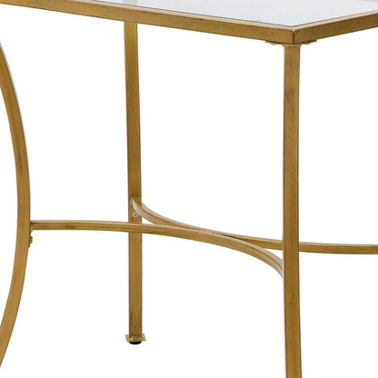 24" Gold Distressed Iron Round Pedestal End Table