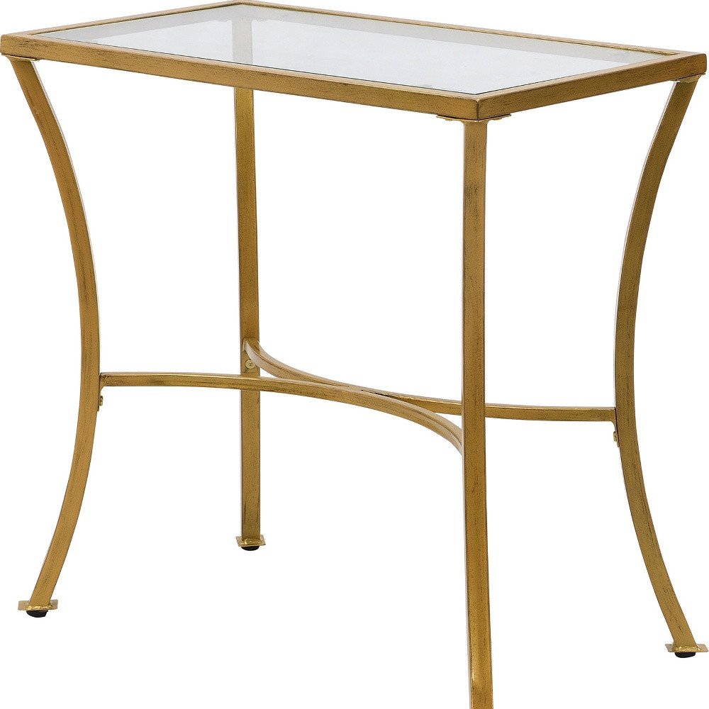 24" Gold Distressed Iron Round Pedestal End Table
