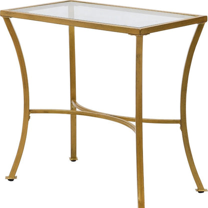 24" Gold Distressed Iron Round Pedestal End Table
