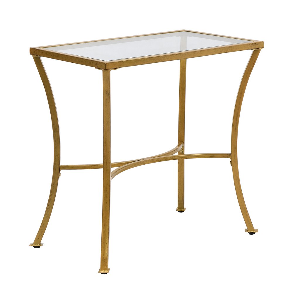 24" Gold Distressed Iron Round Pedestal End Table