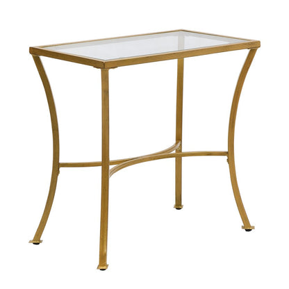 24" Gold Distressed Iron Round Pedestal End Table