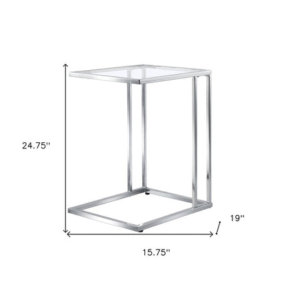 25" Chrome And Clear Glass Square End Table