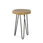 26" Black Solid Wood And Iron Round End Table