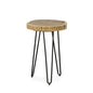 26" Black Solid Wood And Iron Round End Table