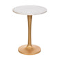 19" Gold And White Marble Round End Table