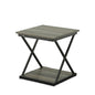 20" Gray and Black Wood and Iron Square Frame End Table With Shelf