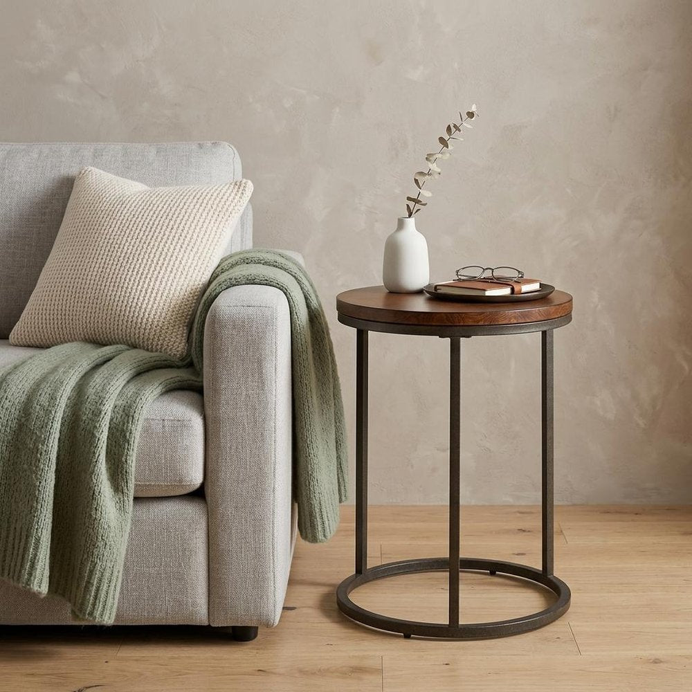 20" Black And Gray Manufactured Wood Square End Table