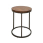 24" Black And Wood Brown Wood And Iron Round End Table