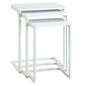 Set of Three White Solid Wood and Steel Frame Nested Tables