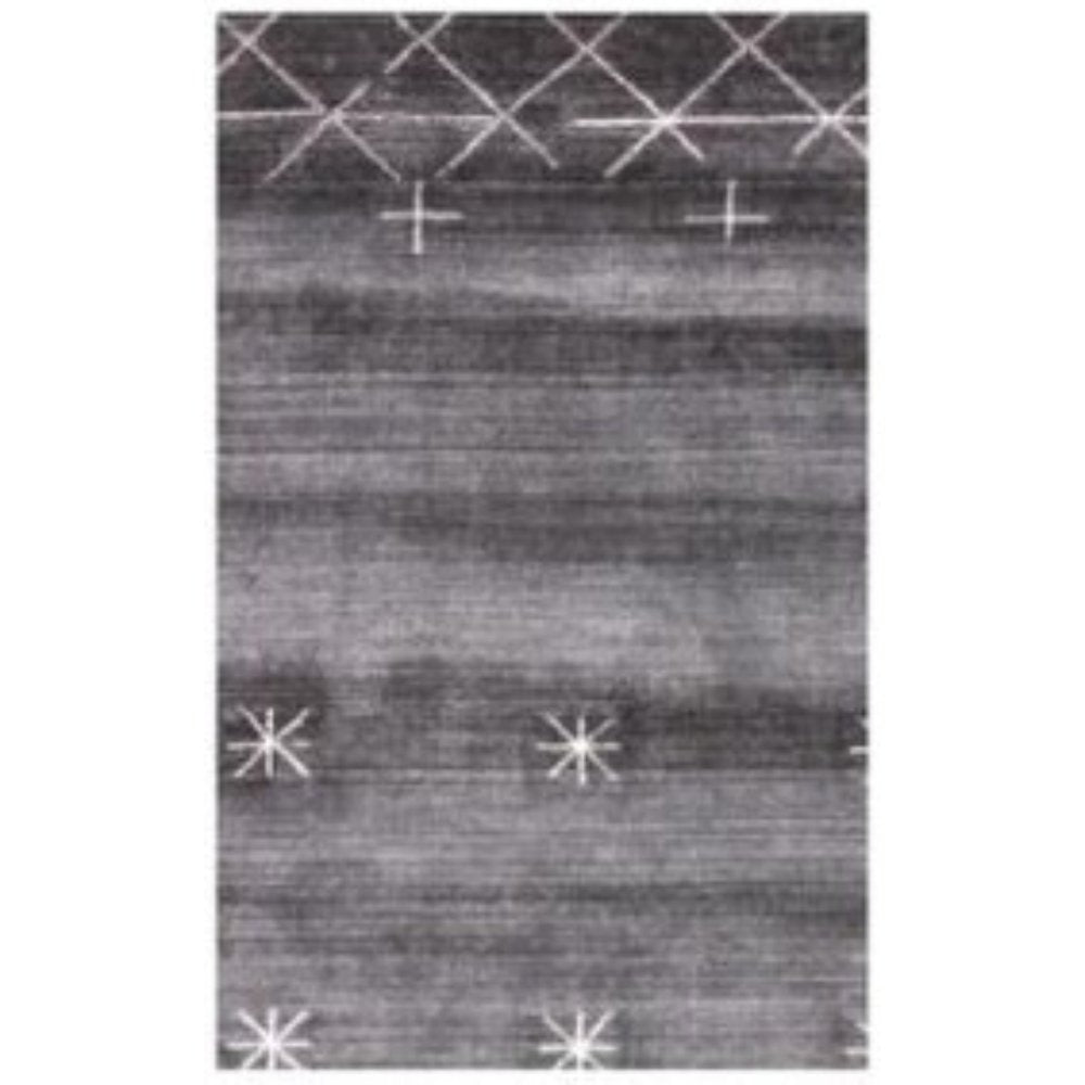 5' X 8' Black Gray and White Abstract Ombre with Stars Hand Loomed Area Rug