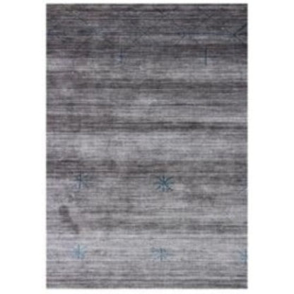 5' X 8' Gray and Teal Abstract Ombre with Stars Hand Loomed Area Rug