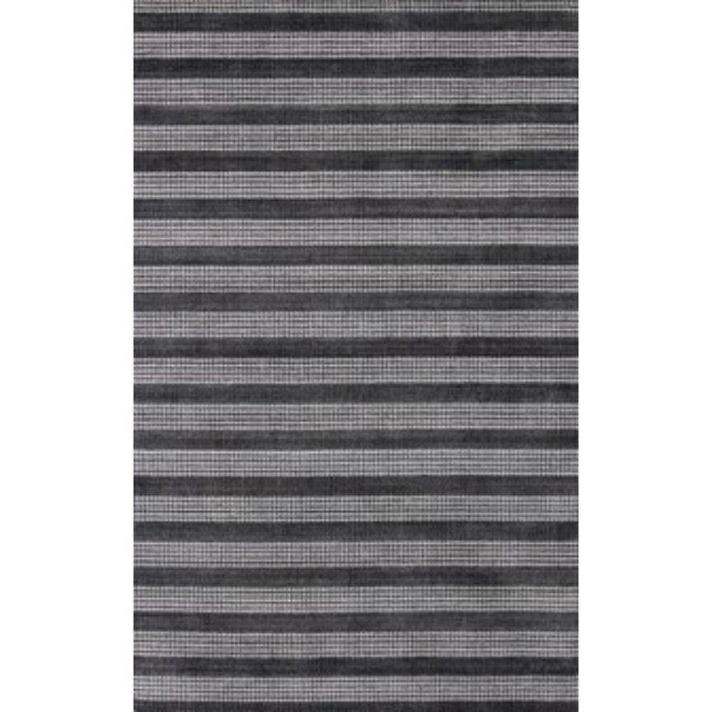 5' X 8' Black And White Striped Hand Loomed Area Rug