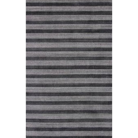 5' X 8' Black And White Striped Hand Loomed Area Rug