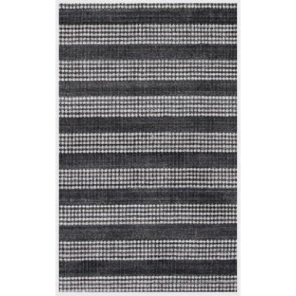 5' X 8' Black And White Striped Hand Loomed Area Rug