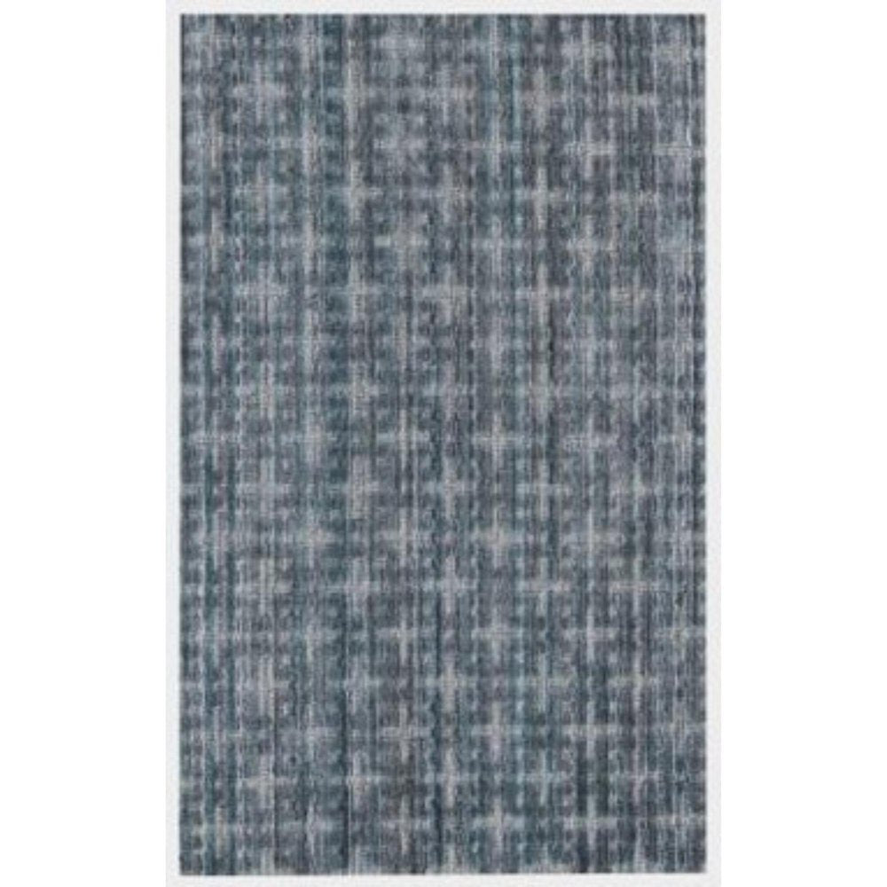 8' X 10' Blue And And Charcoal Hand Loomed Area Rug