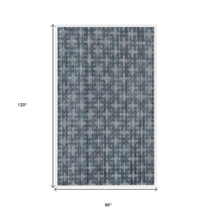 8' X 10' Blue And And Charcoal Hand Loomed Area Rug