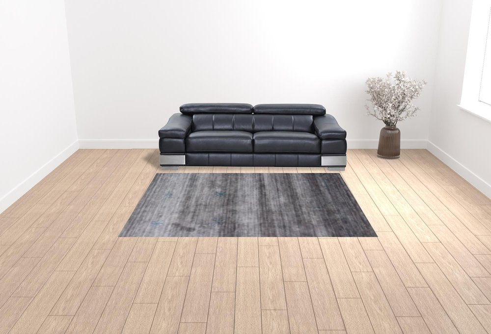 8' X 11' Silver And Blue Ombre Hand Loomed Area Rug