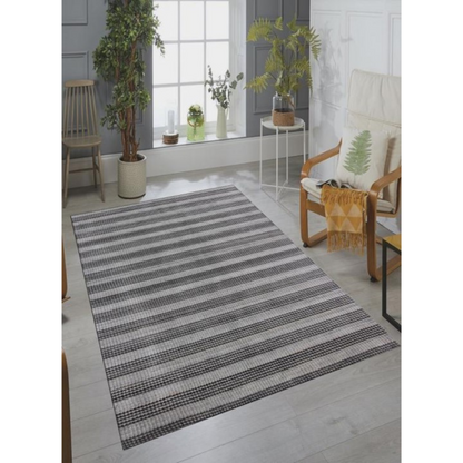 8' X 10' Black And Dark Grey Hand Loomed Area Rug