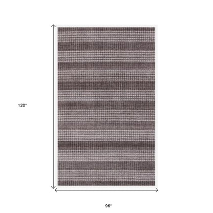 8' X 10' Rust And White Striped Hand Loomed Area Rug