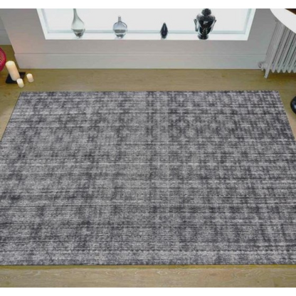 8' X 10' Dark Grey And Silver Medallion Hand Loomed Area Rug