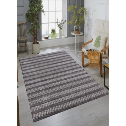 8' X 10' Dark Grey And Whie Hand Loomed Area Rug