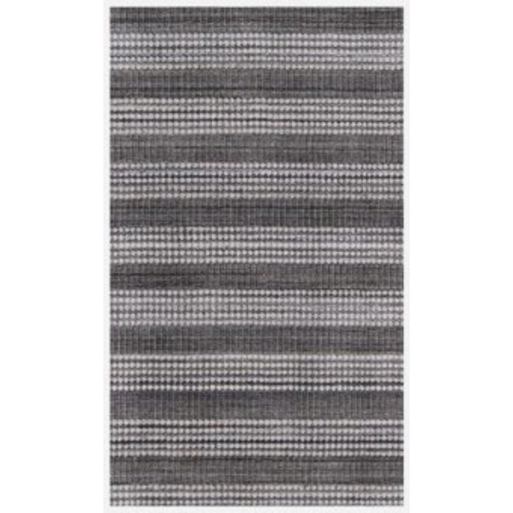 8' X 10' Dark Grey And Whie Hand Loomed Area Rug