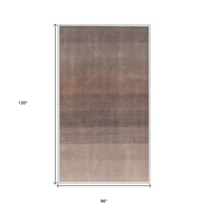 8' X 10' Violet And Brown Hand Loomed Area Rug