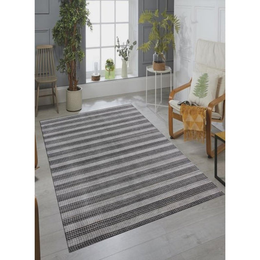 9' X 12' Black And Dark Grey Hand Loomed Area Rug