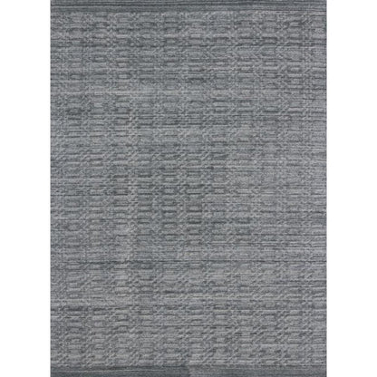 9' X 12' Blue And Charcoal Hand Loomed Area Rug